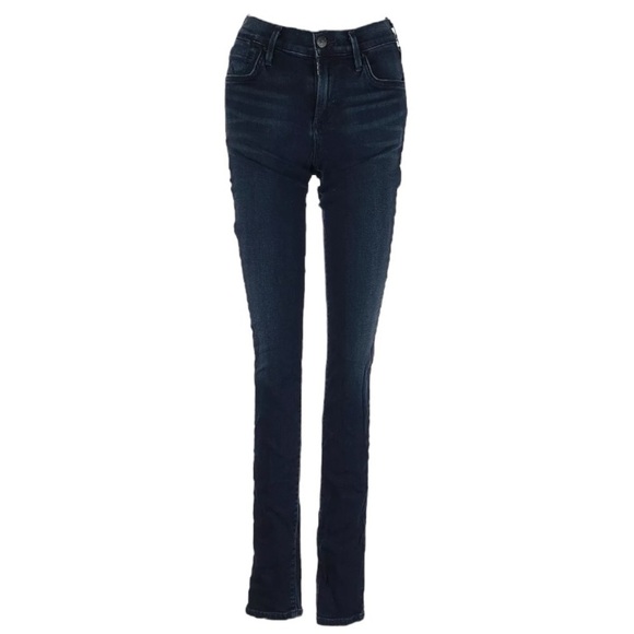 Agolde Dark Rinse Whisker Wash Mid rise Skinny Straight Leg Denim Jeans - Picture 1 of 8